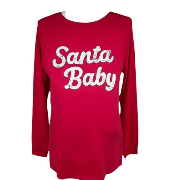 NWT Ingrid & Isabel Maternity Santa Baby Christmas Long Sleeve Top  Size XS - Picture 2 of 6